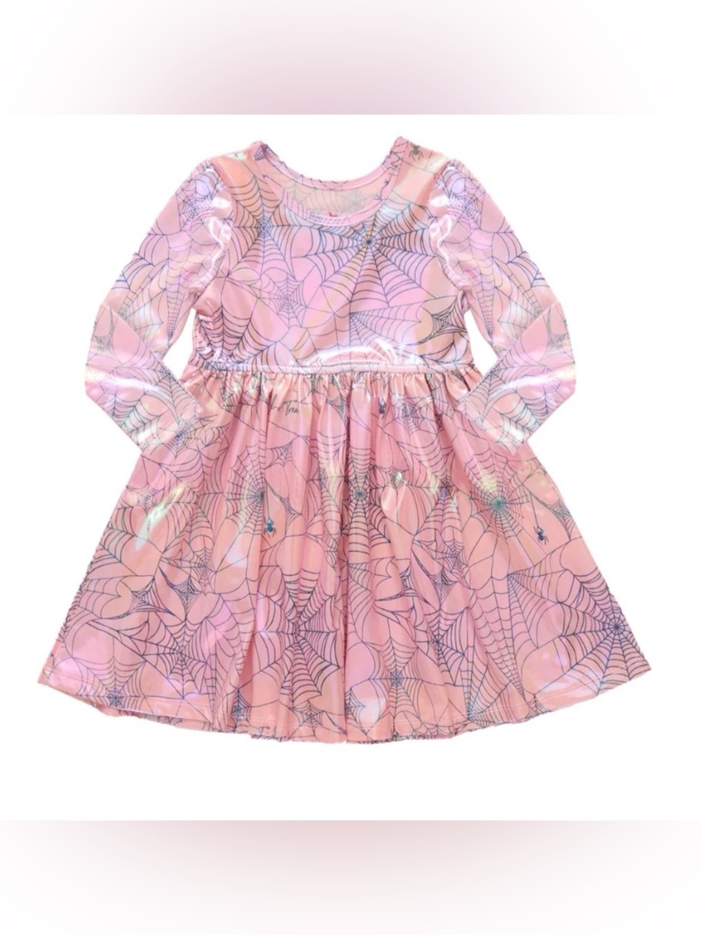 Pink Chicken Pink Holographic Spiderweb Halloween Steph shimmer lame dress Sz 7